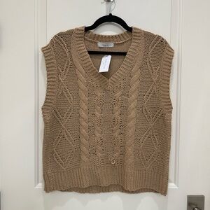 Lane B Tan Cable Knit Sweater Vest